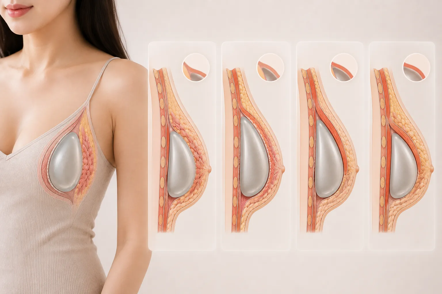 義乳放在哪一層：乳腺下、筋膜下、胸大肌下、雙平面的取捨